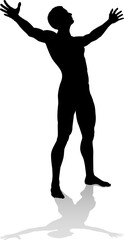 Man Arms Raised Person Silhouette