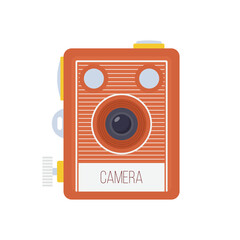 Vintage Camera Flat Illustration. Clean Icon Design Element on Isolated White Background