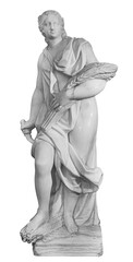 Ancient Roman or Greek neoclassical statue of young woman isolated on white background. Female sculpture