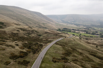 Drone shot of a Road in the Peak District © Ben