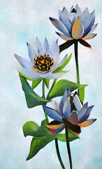 Fiore di loto blu - obrazy, fototapety, plakaty