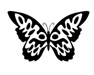 Black butterfly decorative illustration, PNG with transparent background