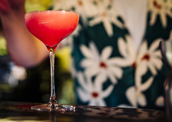 sweet and sour refreshing cocktail on the bar counter
