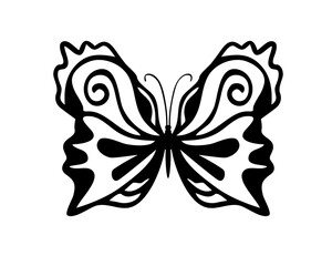 Black butterfly decorative illustration, PNG with transparent background