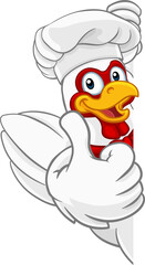 Chicken Chef Cartoon Rooster Cockerel Mascot Sign