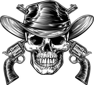 Cowboy Skull and Pistols
