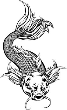 recommend clip art: Vintage Style Koi Carp Fish