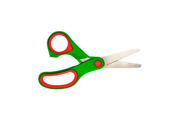 Green School or office scissors isolated on png
