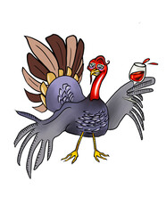 Thanksgiving turkey with a wine glass
