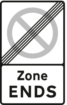 End of controlled parking zone, The Highway Code Traffic Sign, Signs giving orders, Signs with red circles are mostly prohibitive. Plates below signs qualify their message.