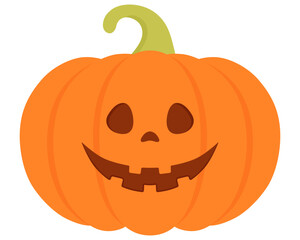 Halloween pumpkin icon on white background. Happy Halloween. Orange spooky pumpkin with scary smile holiday Halloween. 