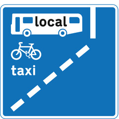 With-flow bus lane ahead which pedal cycles and taxis may also use, The Highway Code Traffic Sign, Signs giving orders, Signs with red circles are mostly prohibitive. Plates below signs qualify their 