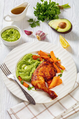 chicken with guasacaca sauce and sweet potato