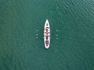 Drone shot of a row boat