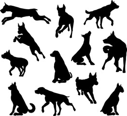 Dog Silhouettes Animal Set - obrazy, fototapety, plakaty
