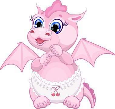 funny pink baby dragon