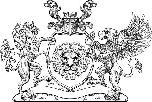 Coat of Arms Crest Griffin Horse Family Shield