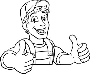 Handyman Cartoon Caretaker Construction Man Sign
