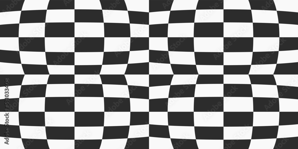 Aufkleber convex checkered forms. vector stylish curved checkerboard.