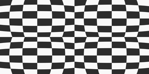 Fototapeta premium Convex checkered forms. Vector stylish curved checkerboard.