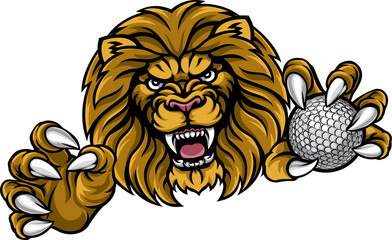 Obraz premium Lion Golf Ball Sports Mascot