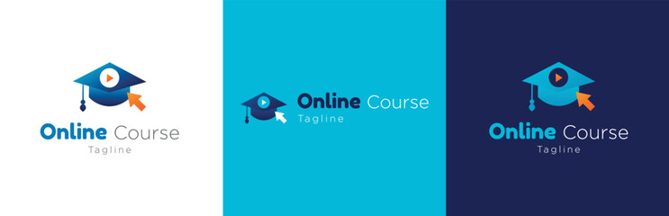 Webinar business logo design, modern online education symbol, digital study course brand identity emblem concept, e-learning editable commercial logotype, isolated on white background