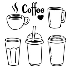 Hand drawn illustration of coffee cups.