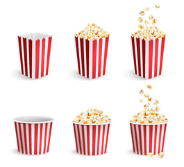 Realistic Popcorn Set - obrazy, fototapety, plakaty