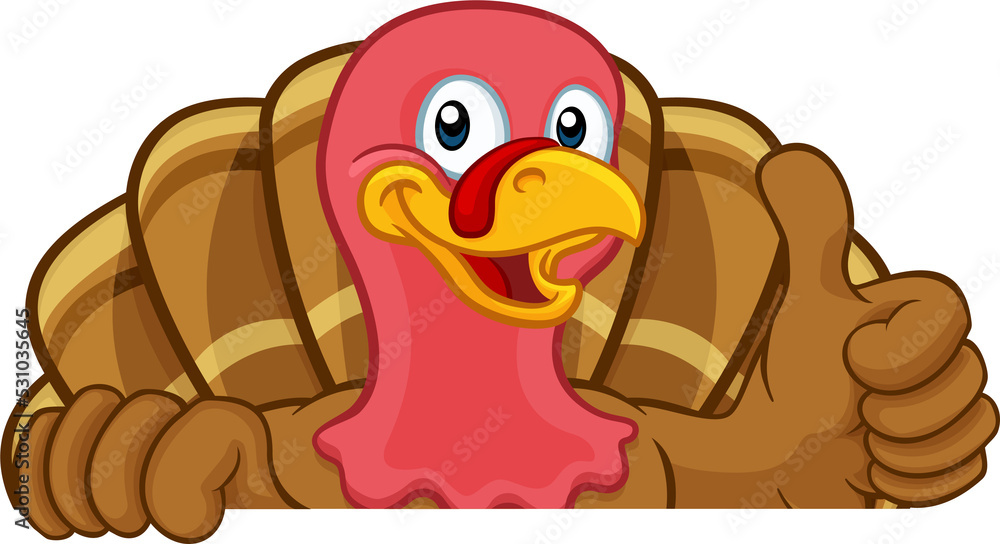 Poster Turkey Thanksgiving or Christmas Cartoon Character