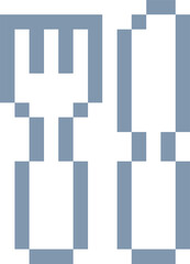 Obraz premium Knife Fork Cutlery Pixel 8 Bit Video Game Art Icon