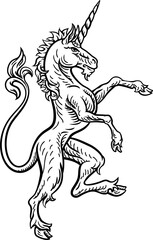 Unicorn Rampant Heraldic Crest Coat of Arms