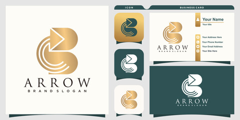 Arrow logo design with letter b concept premium vector