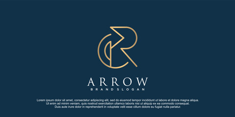 Arrow logo with letter r unique concept design