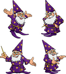 Cartoon Wizard Mascot Set