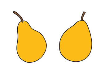Pears - vector illustration in cartoon style. Objects isolated on white background. Vector isolated icon. - 531036834
