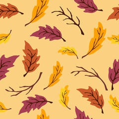 Autumn leaves. Seamless pattern. Autumn background.