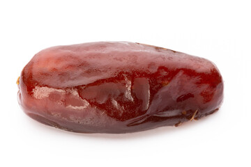 Dry dates isolated on white background. Top view. Flat lay pattern.