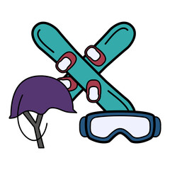 Winter Sport Vector Icon Design, Sporting equipment Symbol, Physical Fitness and Wellness Sign, Leisure Activity stock illustration, snowboarding goggles and helmet Concept