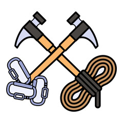 Rope and Carabiner Vector Icon Design, Sporting equipment Symbol, Physical Fitness and Wellness Sign, Leisure Activity stock illustration, Rock Climbing Extreme Sports Concept