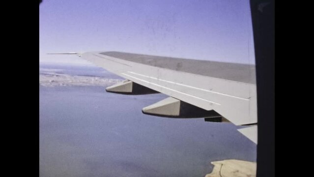 United States 1975, View of airplane wing from window seat