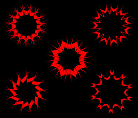 Abstract Geometric Red Flower Shape Ornament Vector Graphic Element