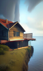 Obraz premium Magic Dreamy House in Nature. Fantastic Dreamhouse Illustration.
