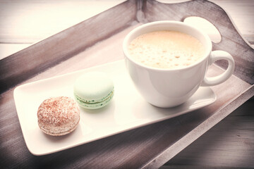 Coffee and macaroons.