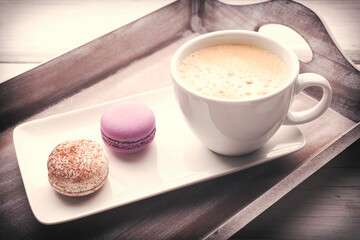 Coffee and macaroons.