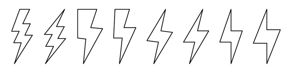 Lightning bolt line icon with editable stroke. Modern line icon design. Modern icons for mobile or web interface. Linear icon.