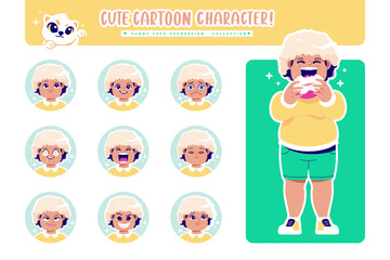 different face emotion fat girl cartoon character collection 2