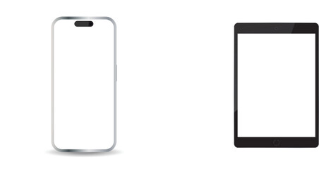 Modern smartphone device mockup isolated on white background