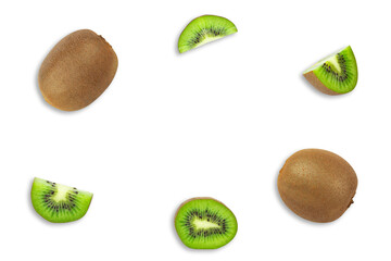 Fototapeta premium Creative kiwi mockup. Food concept. copy space. Kiwi background for design and packaging. flat lay