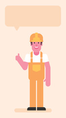 Builder showing thumbs up and smiling