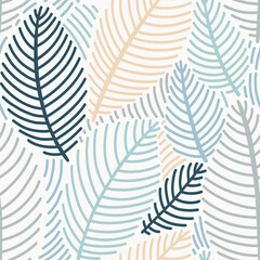 Vector seamless pattern in Scandinavian style with leaves - 531041282